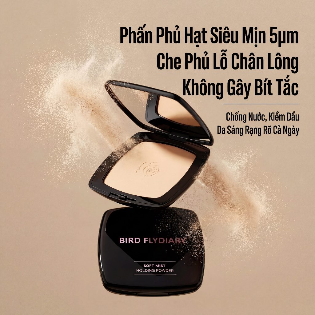 [Siêu Kiềm Dầu] Phấn Phủ Bird Flydiary Matte Powder Kiểm Soát Dầu Nhờn 24H Chống Nước Mồ Hôi Lâu Trôi Không- Lem Không Gây Bí Da Thích Hợp Cho Da Nhạy Cảm