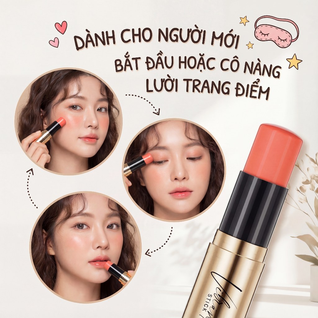Bird Flydiary Phấn Má Hồng 3-trong-1 Dạng Kem Tạo Hiệu Ứng Căng Bóng Dễ Tán Không Bị Lem Bền Màu Chống Nước Phù Hợp Người Mới Bắt Đầu Tông Màu Tự Nhiên Phong Cách Drewy Blush Stick Makeup Hàn Quốc