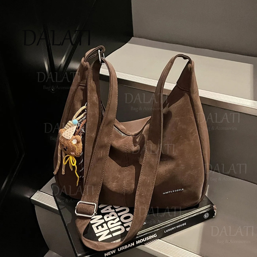 DALATI Túi Nữ Phong Cách Mới Phù Hợp Với Retro Dung Tích Lớn Thời Trang Niche Một Vai Lộn Xộn