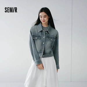 Áo Khoác Denim Crop Shoulder Semir Xuân Hè - Phong Cách Vintage