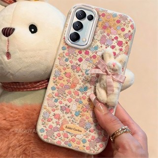 Ốp Lưng Cho OPPO Reno 5 Reno 5K RENO 4 4G Vỏ Điện Thoại Silicon Da Cao Cấp Thẩm Mỹ Đơn Giản Họa Tiết Và Lông Thỏ Trang Trí