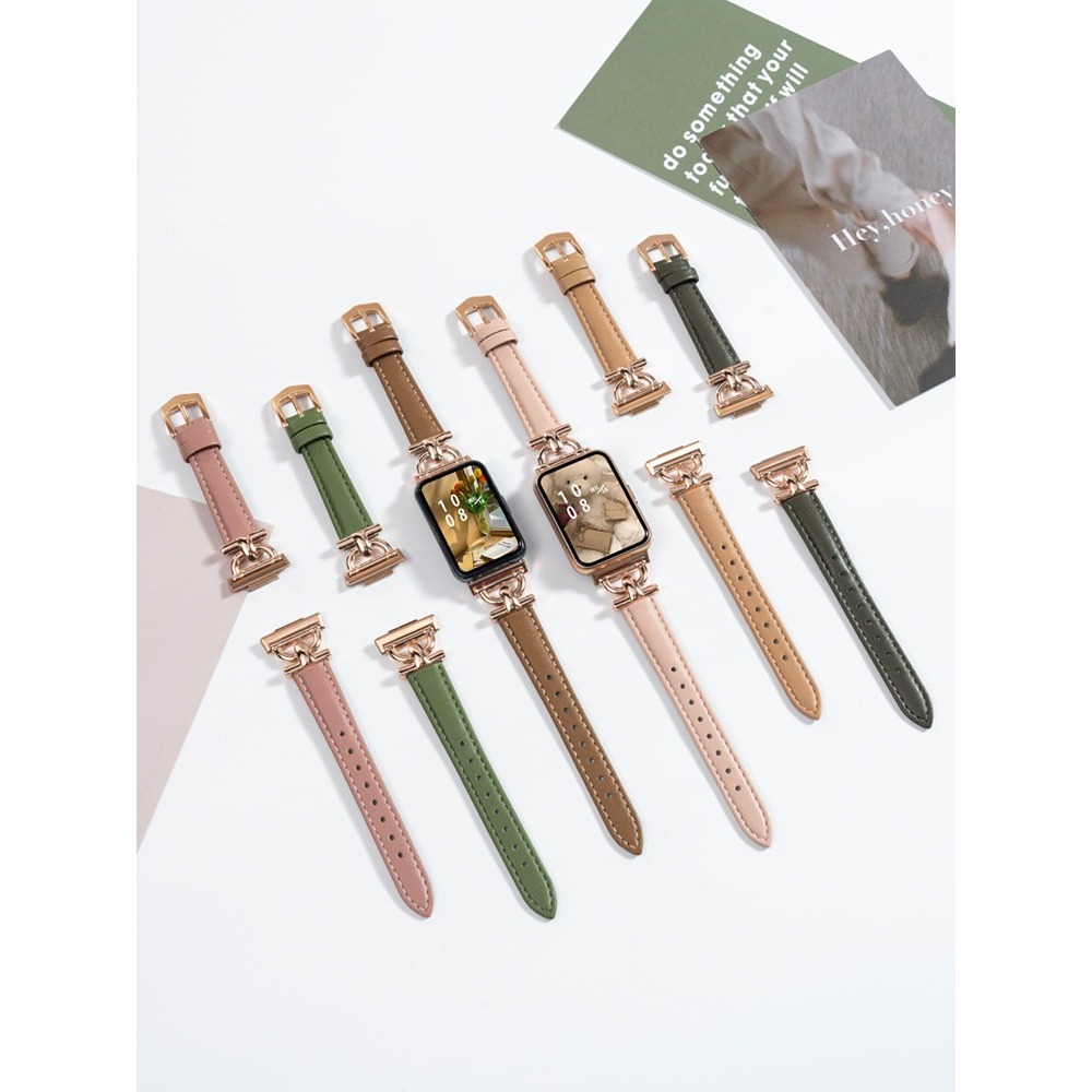 Phụ Nữ Phù Hợp Với Khóa Kim Loại Mềm Eo Nhỏ Da Thật Dây Đeo Thoải Mái Thích Hợp Cho Redmi xiaomi Redmi Watch 5 5lite 5Acitve 4 3Active 3 2Lite 2