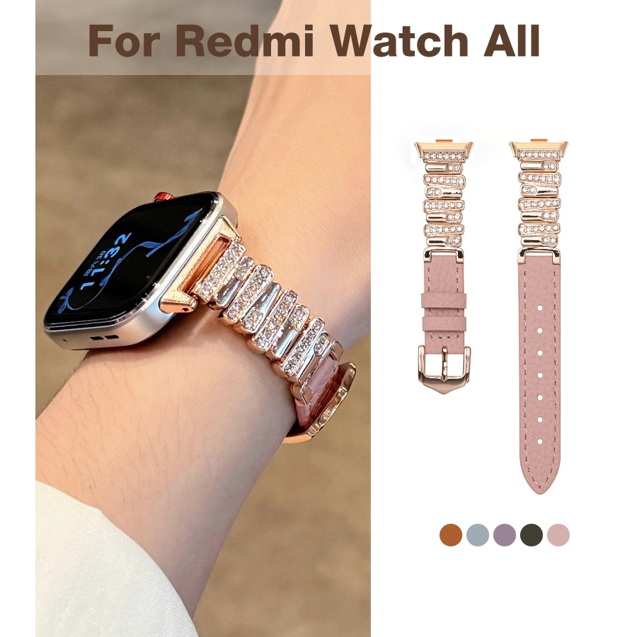 Nữ Con Gái Da Kim Loại Không Đều Dây Đeo Thoải Mái Thích Hợp Cho Redmi xiaomi Redmi Watch 5 5lite 5Acitve 4 3Active 3 2Lite 2