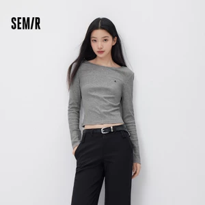 Semir Áo Sơ Mi Crop Off Vai Dài Tay Thêu Bên Trong Cho Nữ - Xuân Hè 2026