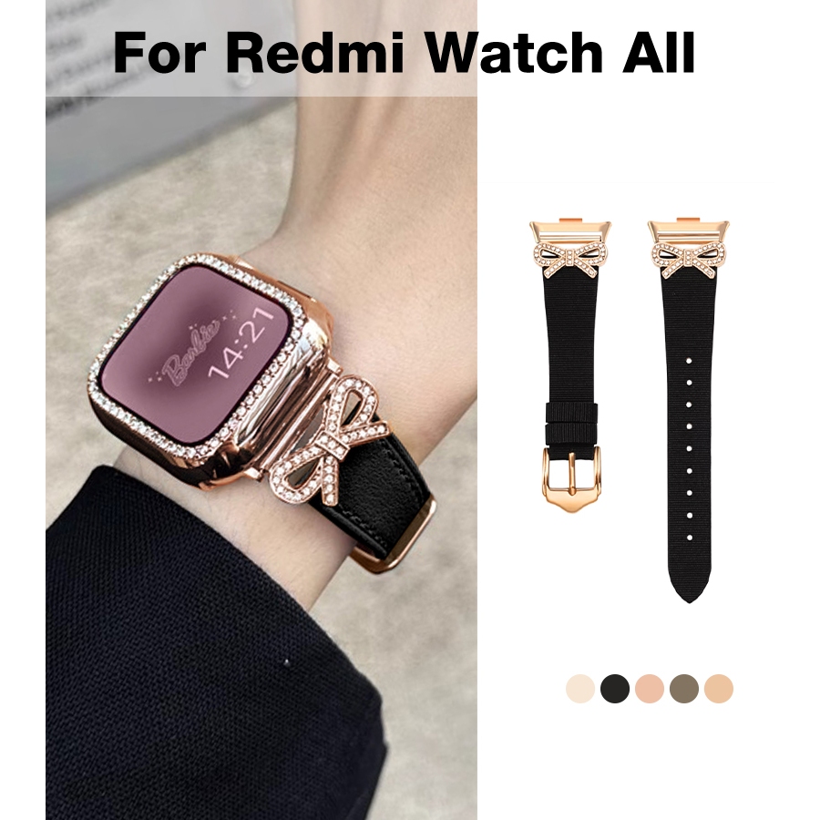 Dây đeo da nơ kim cương thời trang nữ Thích hợp cho Redmi xiaomi Redmi Watch 5 4 3 2Lite 2