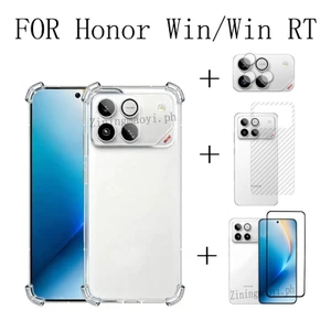 Bộ 4 trong 1 Full dành cho Honor Win / Win RT / Honor Power 2 / Honor 500 / 400 / 400 Lite / X9D / X6C / X6B / X7B X7C X7D - Ốp lưng trong suốt + Kính cường lực + Ống kính máy ảnh + Tấm bảo vệ mặt sau, Bao phủ toàn diện tối ưu