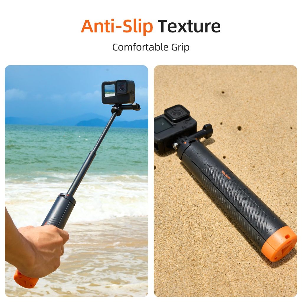Chân máy Selfie nổi 4 trong 1 – Tay cầm & Monopod có thể mở rộng chống nước cho GoPro Hero 13 – 8, DJI Osmo Action 6 / 5 Pro / 4 / 3, Insta360 Ace Pro 2