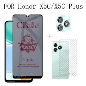 3in1 Dành Cho Phim Kính Cường Lực Honro X5C Plus Cho Honor X5C X9D X7D X8C X8A X7C X6B X6A Bảo Vệ Màn Hình Chống Riêng Tư + Phim Ống Kính + Phim Mặt Sau