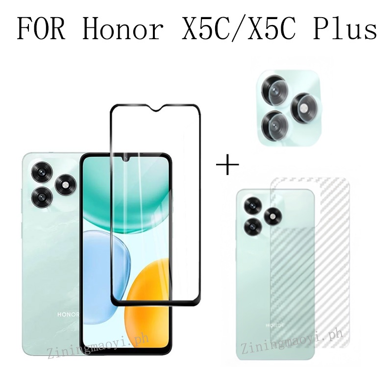 3in1 Dành Cho Honro X5C Plus Kính Cường Lực Phim Dành Cho Honor X5C X9D X7D X8C X8A X7C X6B X6A Kính Cường Lực Bảo Vệ Màn Hình + Phim Ống Kính + Phim Mặt Sau