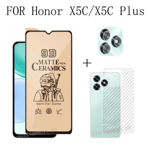3in1 Dành Cho Honro X5C Plus Kính Cường Lực Phim Dành Cho Honor X5C X9D X7D X8C X8A X7C X6B X6A Phim Gốm Mềm Bảo Vệ Màn Hình + Phim Ống Kính + Phim Mặt Sau