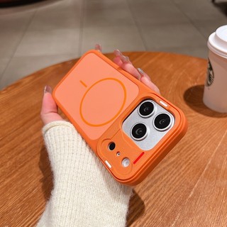 Ốp điện thoại cửa sổ lớn chặn màu sang trọng acrylic từ tính thích hợp cho iPhone 11 12 13 14 15 16 17 Pro Max bao gồm tất cả vỏ silicon mờ chống rơi