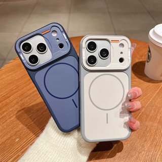 Ốp điện thoại cửa sổ lớn chặn màu sang trọng acrylic từ tính thích hợp cho iPhone 11 12 13 14 15 16 17 Pro Max bao gồm tất cả vỏ silicon mờ chống rơi