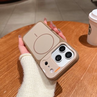 Ốp điện thoại cửa sổ lớn chặn màu sang trọng acrylic từ tính thích hợp cho iPhone 11 12 13 14 15 16 17 Pro Max bao gồm tất cả vỏ silicon mờ chống rơi