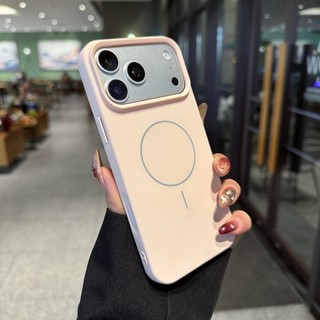 Ốp điện thoại từ tính hình tròn mịn bằng silicon lỏng phù hợp cho iPhone 12 13 14 15 16 17 Pro Max với nhung tích hợp tất cả vỏ mềm chống rơi