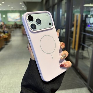 Ốp điện thoại từ tính hình tròn mịn bằng silicon lỏng phù hợp cho iPhone 12 13 14 15 16 17 Pro Max với nhung tích hợp tất cả vỏ mềm chống rơi