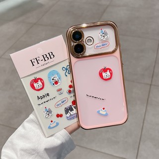 Mạ điện hai màu có thể tháo rời ống kính cửa sổ lớn DIY quà tặng chó dán vỏ điện thoại thích hợp cho iPhone 13 14 15 16 17 Pro Max bao gồm tất cả vỏ mềm silicon chống rơi