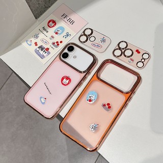 Mạ điện hai màu có thể tháo rời ống kính cửa sổ lớn DIY quà tặng chó dán vỏ điện thoại thích hợp cho iPhone 13 14 15 16 17 Pro Max bao gồm tất cả vỏ mềm silicon chống rơi