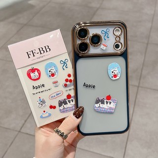 Mạ điện hai màu có thể tháo rời ống kính cửa sổ lớn DIY quà tặng chó dán vỏ điện thoại thích hợp cho iPhone 13 14 15 16 17 Pro Max bao gồm tất cả vỏ mềm silicon chống rơi