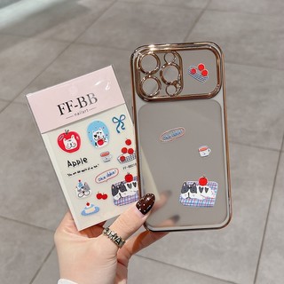 Mạ điện hai màu có thể tháo rời ống kính cửa sổ lớn DIY quà tặng chó dán vỏ điện thoại thích hợp cho iPhone 13 14 15 16 17 Pro Max bao gồm tất cả vỏ mềm silicon chống rơi