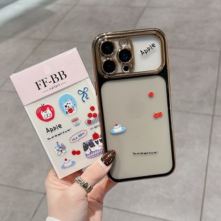 Mạ điện hai màu có thể tháo rời ống kính cửa sổ lớn DIY quà tặng chó dán vỏ điện thoại thích hợp cho iPhone 13 14 15 16 17 Pro Max bao gồm tất cả vỏ mềm silicon chống rơi