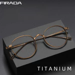FIRADA Kính mát retro nguyên chất titan tròn thời trang thoải mái, phù hợp cho nam và nữ, có thể theo toa - Mã 10519-C — ảnh 1