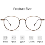 FIRADA Kính mát retro nguyên chất titan tròn thời trang thoải mái, phù hợp cho nam và nữ, có thể theo toa - Mã 10519-C — ảnh 2