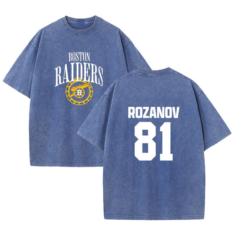 Áo sơ mi cổ điển Boston Raiders của Ilya Rozanov, thiết kế quá khổ, tay ngắn