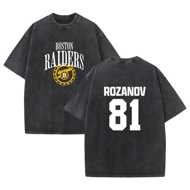 Áo sơ mi cổ điển Boston Raiders của Ilya Rozanov, thiết kế quá khổ, tay ngắn