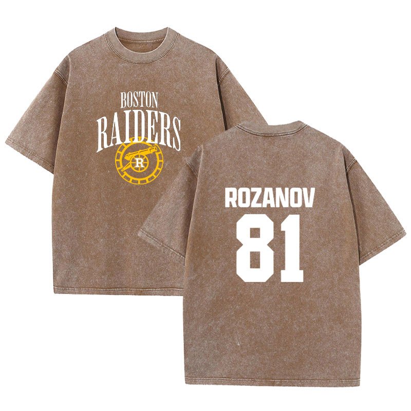 Áo sơ mi cổ điển Boston Raiders của Ilya Rozanov, thiết kế quá khổ, tay ngắn