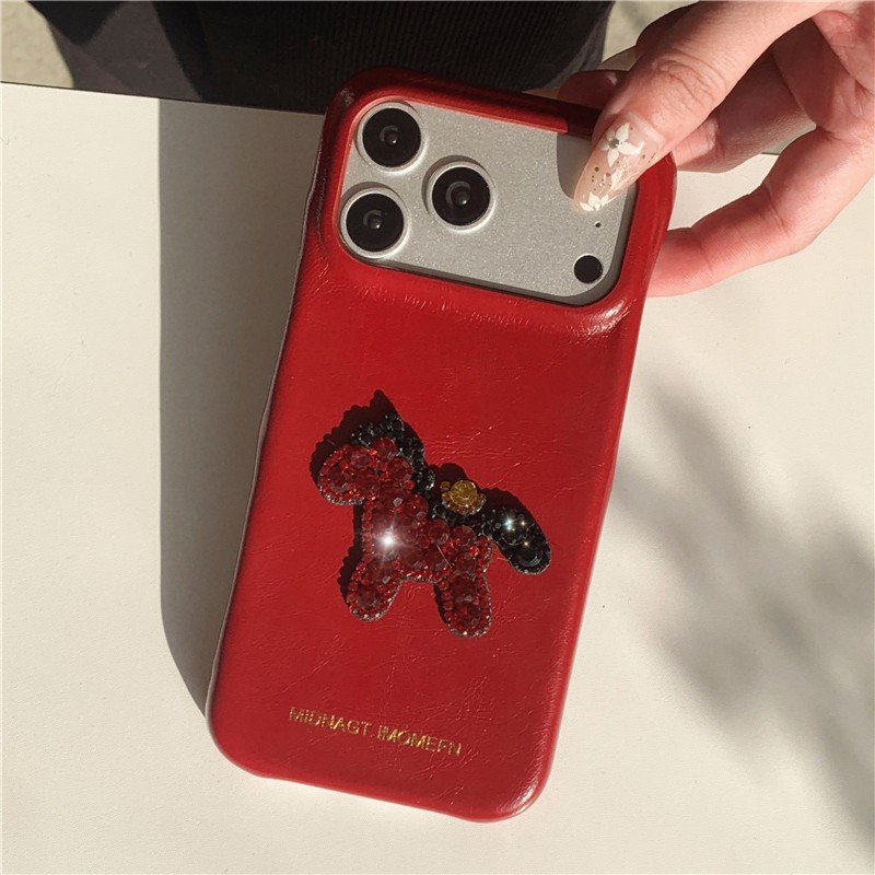 Ốp điện thoại chất liệu PU hình ngựa kim cương cho iPhone 17 Pro Max 16 pro max