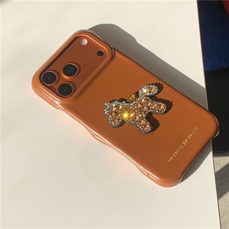 Ốp điện thoại chất liệu PU hình ngựa kim cương cho iPhone 17 Pro Max 16 pro max