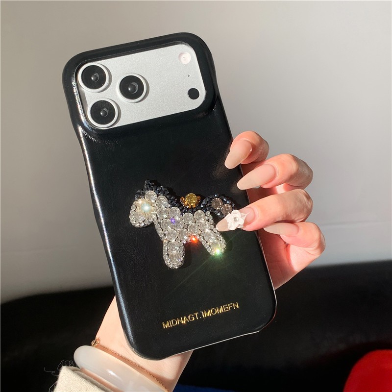 Ốp điện thoại chất liệu PU hình ngựa kim cương cho iPhone 17 Pro Max 16 pro max