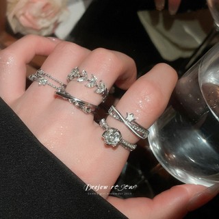 DREJEW 7 Chiếc Nhẫn Thời Trang Mặt Trăng Ngôi Sao Hoa Thiết Kế Kim Cương Giả Trang Sức Nữ Mặc Hàng Ngày Đảng Thời Trang Phụ Kiện