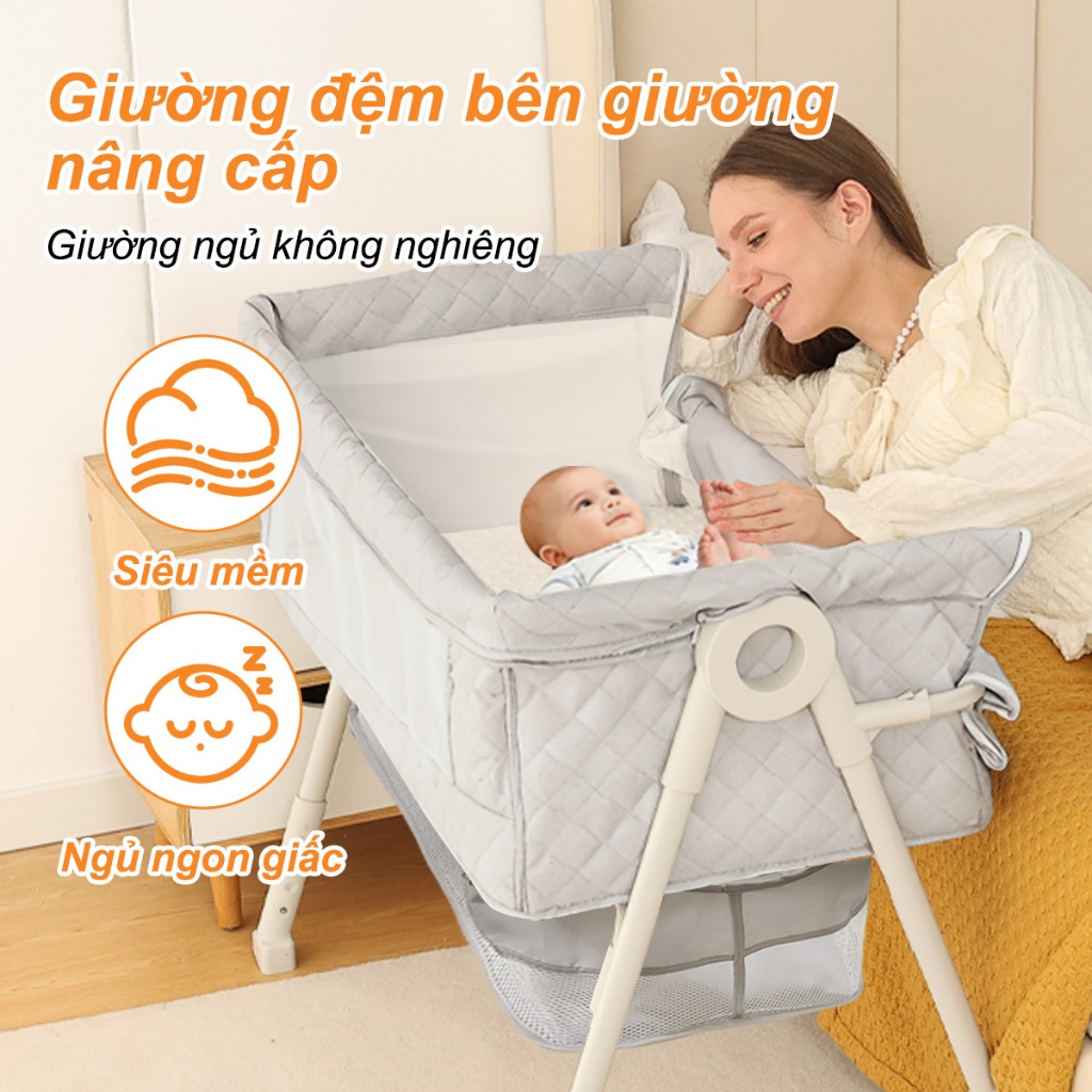 Nội Đa Năng Kiddo, giường cũi em bé  | giảm giá 50% | Cũi Vải Cho Bé Sơ Sinh- Miễn Phí Nệp +Màn chống muỗi | An toàn cho bé,Chống Trào Ngược,Gấp Gọn Với
