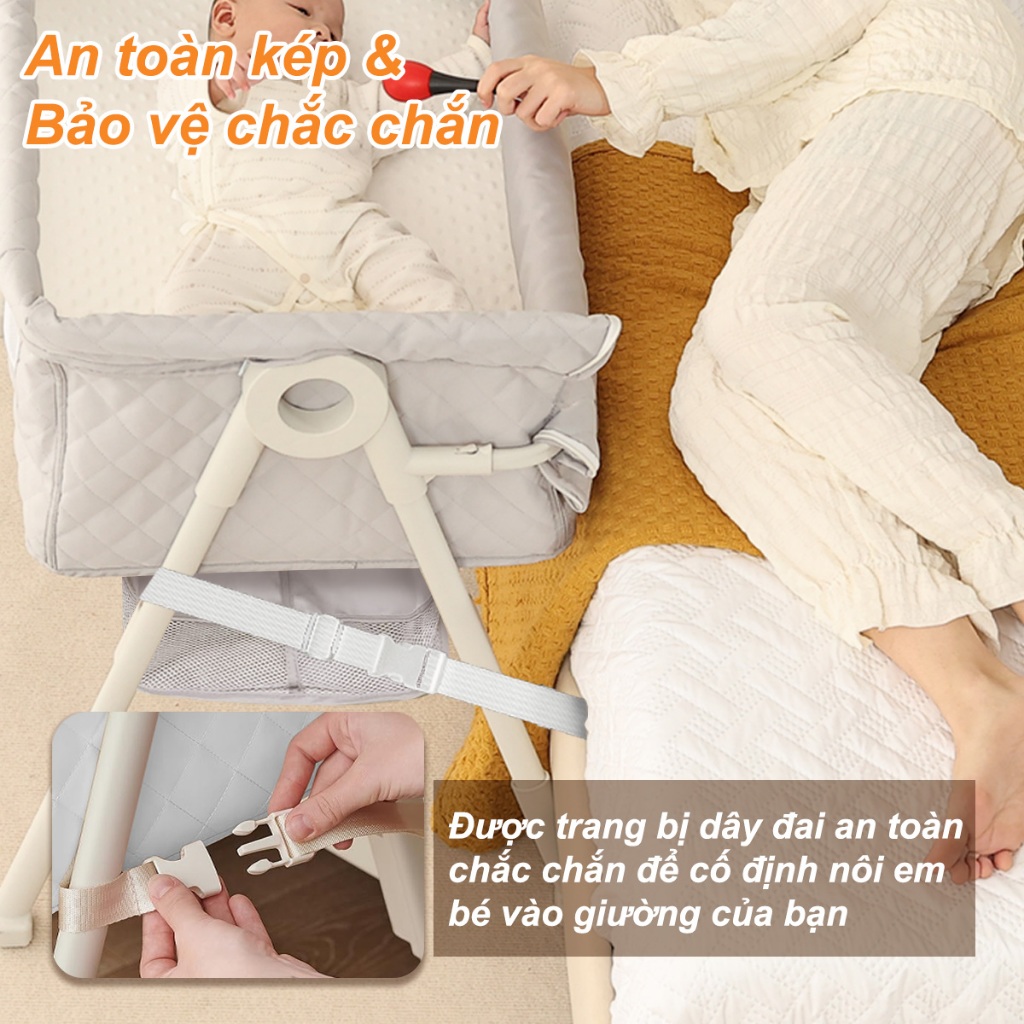 Nội Đa Năng Kiddo, giường cũi em bé  | giảm giá 50% | Cũi Vải Cho Bé Sơ Sinh- Miễn Phí Nệp +Màn chống muỗi | An toàn cho bé,Chống Trào Ngược,Gấp Gọn Với