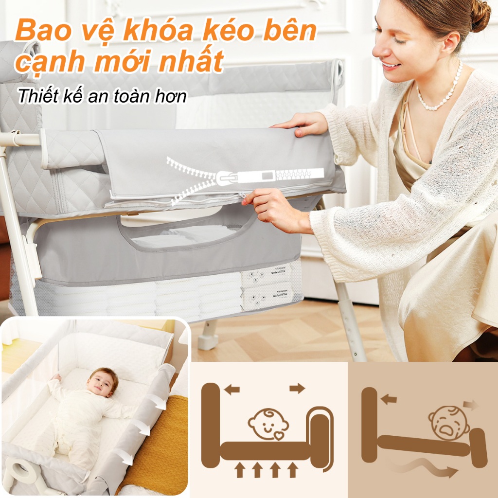 Nội Đa Năng Kiddo, giường cũi em bé  | giảm giá 50% | Cũi Vải Cho Bé Sơ Sinh- Miễn Phí Nệp +Màn chống muỗi | An toàn cho bé,Chống Trào Ngược,Gấp Gọn Với