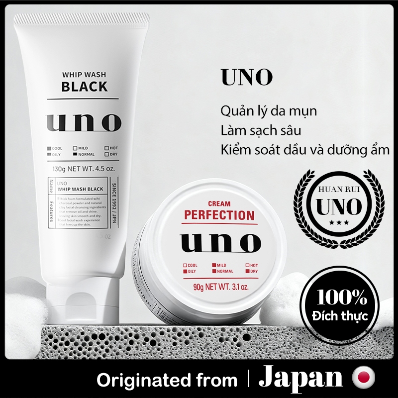 [UNO] Bộ chăm sóc da nam: Bọt làm sạch màu đen 130g + Kem dưỡng ẩm đỏ 90g | Kiểm soát dầu