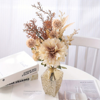 Bó Hoa Giả Lụa Thược Dược Dahlia Trang Trí Nhà Cửa Decor Phòng Khách Phong Cách Bắc Âu Vintage Retro Tone Nâu Mùa Thu Đạo Cụ Chụp Ảnh Cưới Tiệc Sang Trọng Đẹp Cây Khô Mộc Mạc Phụ Kiện Nội Thất Ins Style Cắm Bình Cao Cấp Lãng Mạn