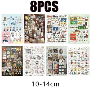8 Chiếc Hoạt Hình Miffy Thỏ Anime Miếng Dán DIY Nhật Ký Hành Lý Sổ Lưu Niệm Điện Thoại Di Động Xe Đạp Miếng Dán