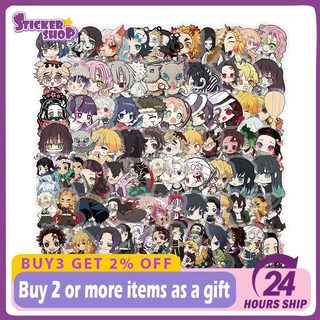 103 Chiếc Chibi Demon Slayer Anime Dán Trang Trí Máy Tính Chống Thấm Nước PET Miếng Dán Đồ Chơi Trẻ Em