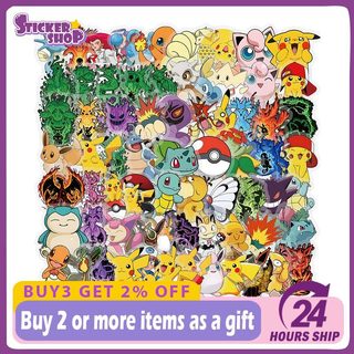 102 Chiếc Hoạt Hình Pokemon Anime Miếng Dán Trang Trí Máy Tính Chống Thấm Nước PET Miếng Dán Đồ Chơi Trẻ Em