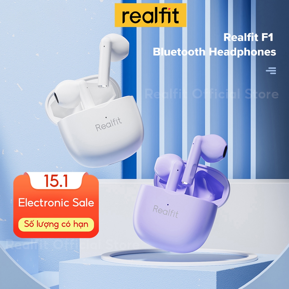 Tai nghe Bluetooth Realfit F1 Tai nghe không dây chất lượng HIFI tuyệt vời với micrô Bluetooth 5.3 Super Bass