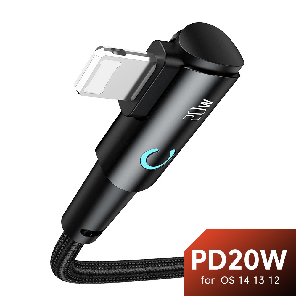 Cáp Sạc Nhanh PD 20W Loại C Sang lOS Dây Dữ Liệu Khuỷu Tay 90 Độ Cáp Sạc Chơi Game Cho iPh 11 12 13 14 pro Có Đèn Led