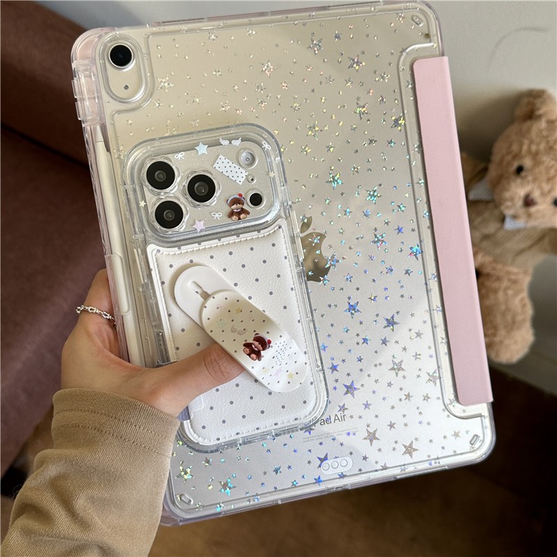Ốp điện thoại chất liệu PU hình gấu chấm bi cho iPhone 17 Pro Max 16 pro max
