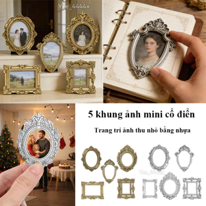 5 Chiếc Vintage Mini Khung Hình Nhỏ Cổ Nhựa Trang Trí Chụp Ảnh Cho DIY Trang Trí & Màn Hình Vintage Khung Vàng mueadsyvn