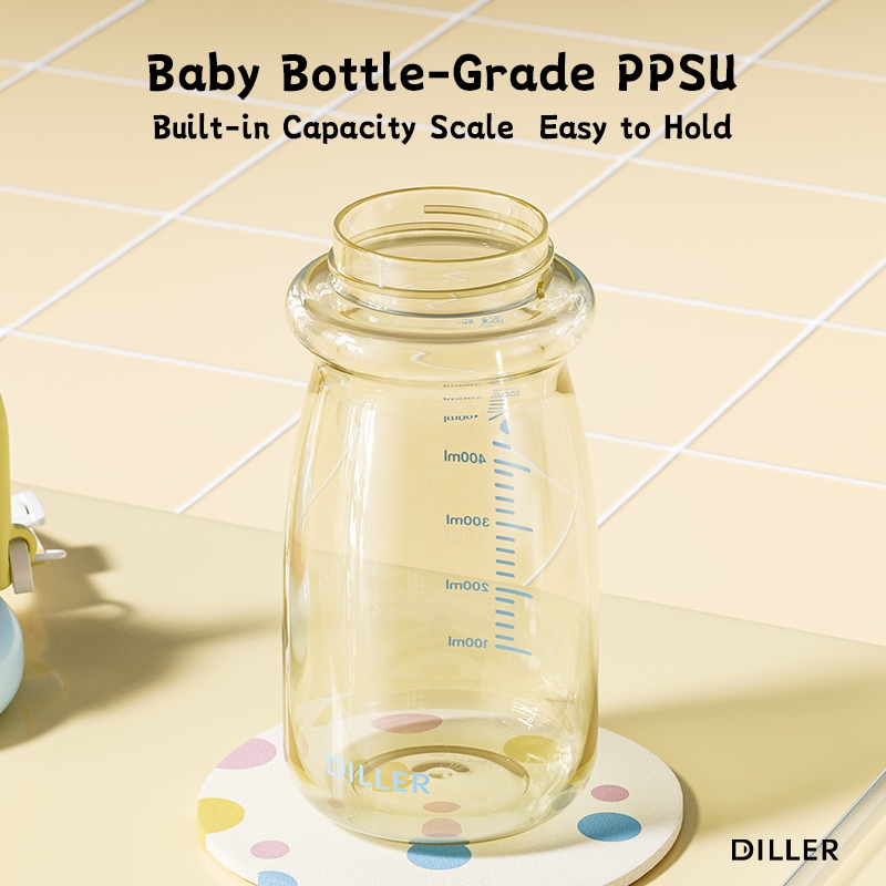 Bình nước Diller PPSU, chịu nhiệt 180°C, Không chứa BPA, Đầu kép, Có dây đeo, 720ml D2602