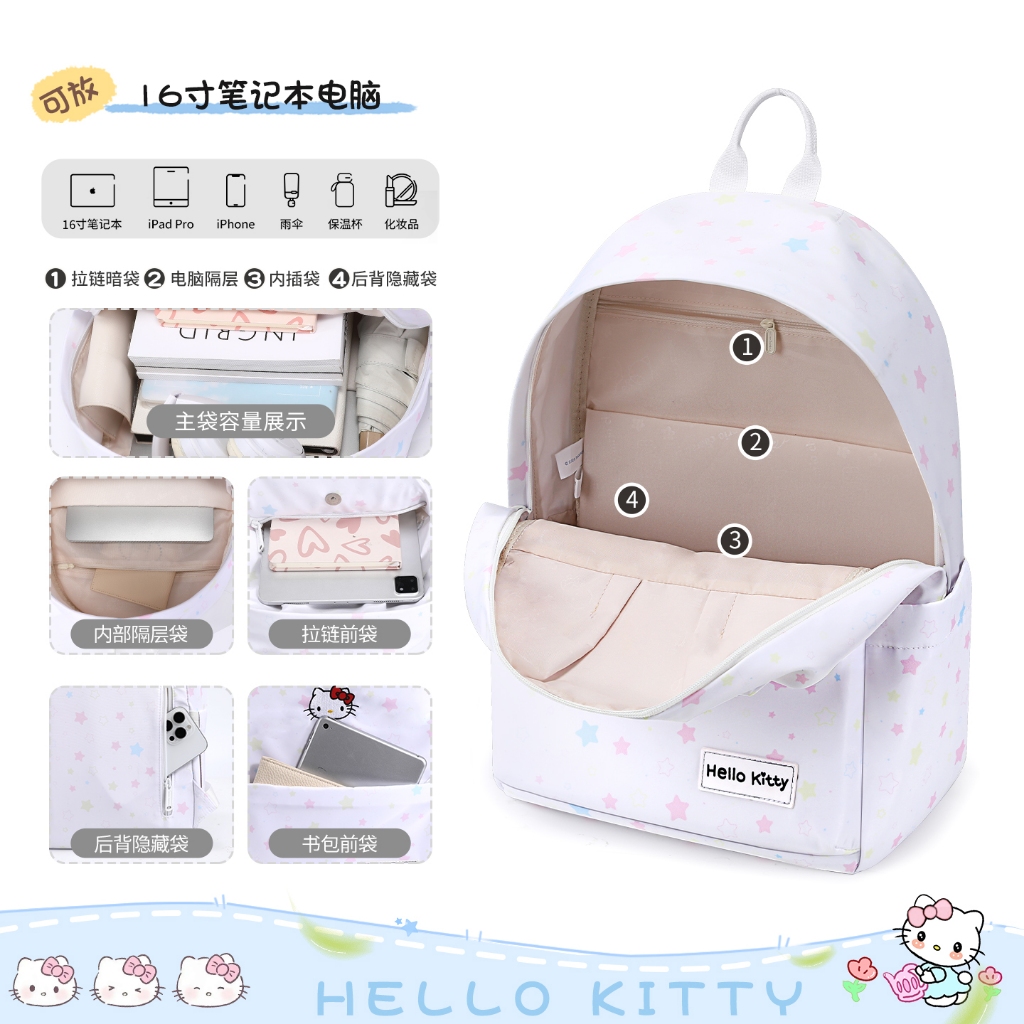 Hellokitty Schoolbag Bé Gái Trung Học Cơ Sở Ba Lô Dễ Thương Lớp Đại Học Ba Lô Sanrio Có Giá Trị Cao Cấp Hello Kitty