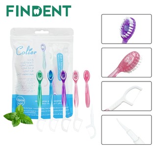 12 Cái / túi Bàn chải đánh răng dùng một lần 5 trong 1 đa chức năng di động với kem đánh răng hương vị bạc hà Bàn chải lưỡi tăm tăm tăm để thở trong lành