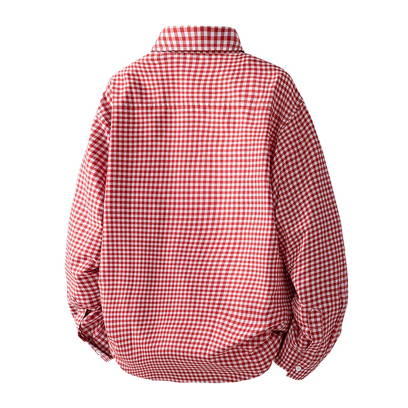 Áo sơ mi nam công sở màu đỏ và đen, chất liệu cotton, kẻ sọc, tay dài phù hợp hàng ngày