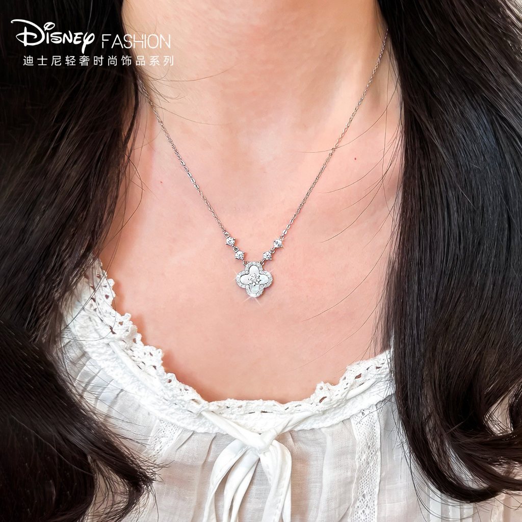 🏆 [Disney Official] Dây Chuyền Clover 4 Lá Disney Chính Hãng - Mạ Vàng 18K Không Phai Màu - Quà Tặng May Mắn - 100% Authentic - Freeship